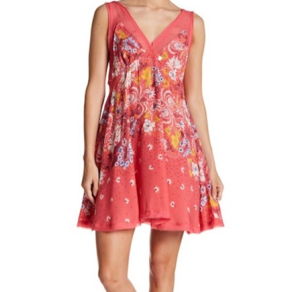 FREE PEOPLE Intimately Longwood Pink Floral Printed Slip Dress Small S
